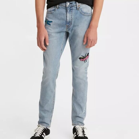 Levis Jeans Mens Size 29X30 Slim Taper Butterfly Dragonfly Embroidered - Picture 3 of 16